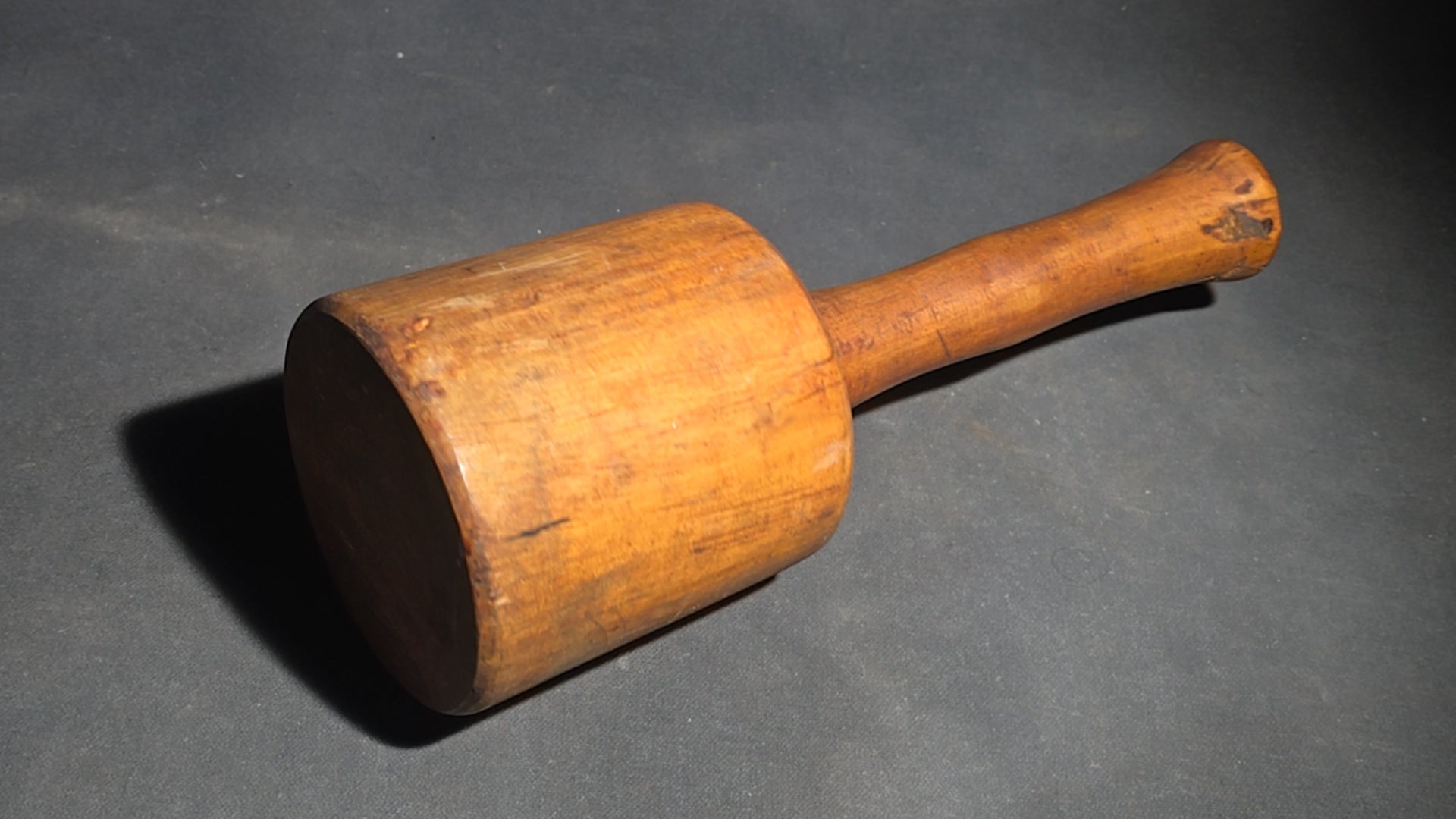 Grouping of Three Antique Wood Tools including a Carpenter's Scribe Marked "J. Morse," Wooden Mallet, and Masher