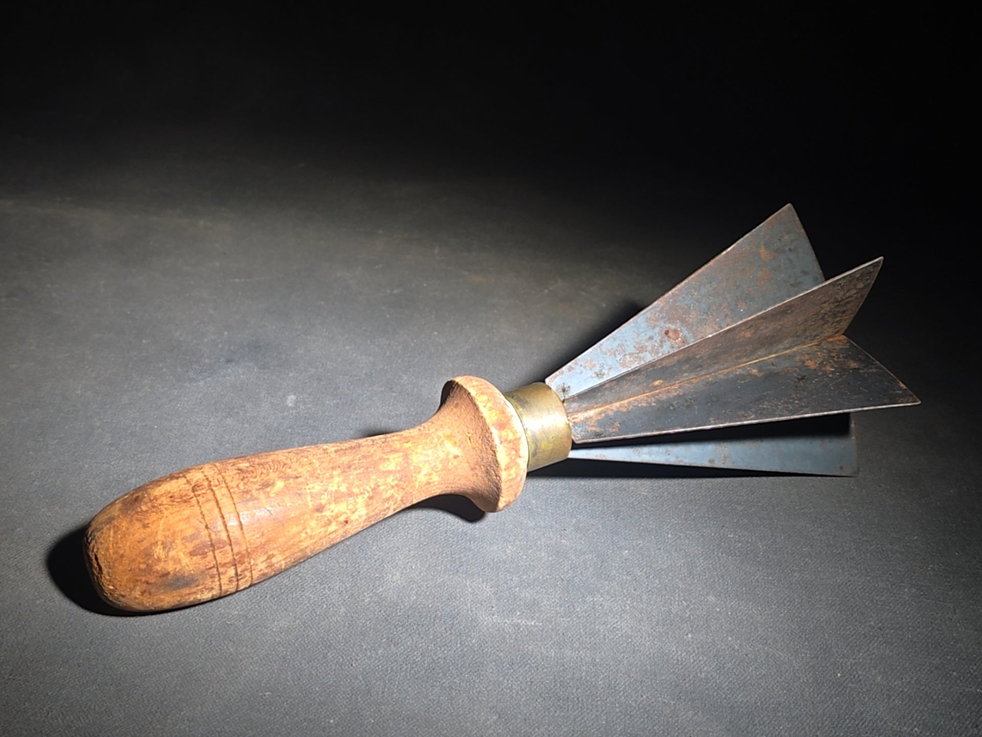 Trio of Antique Kitchen Tools including Two Mezzaluna Chopping Knives and a Cross Blade Food Chopper