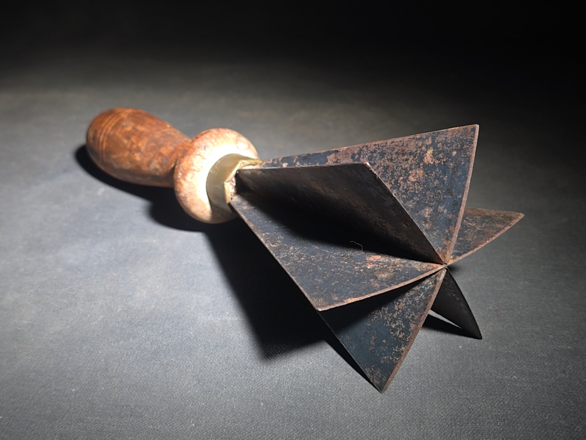 Trio of Antique Kitchen Tools including Two Mezzaluna Chopping Knives and a Cross Blade Food Chopper