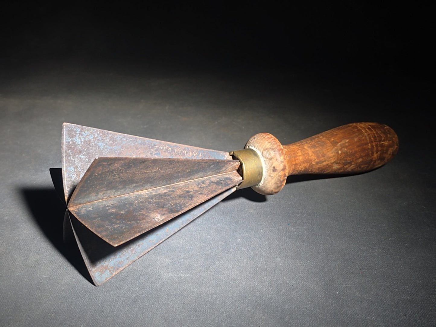 Trio of Antique Kitchen Tools including Two Mezzaluna Chopping Knives and a Cross Blade Food Chopper