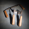Lot 085 - Pair of Antique Wood-Handled Drawknives Including Straight Blade and Curved Inshave, One Stamped "G.A"