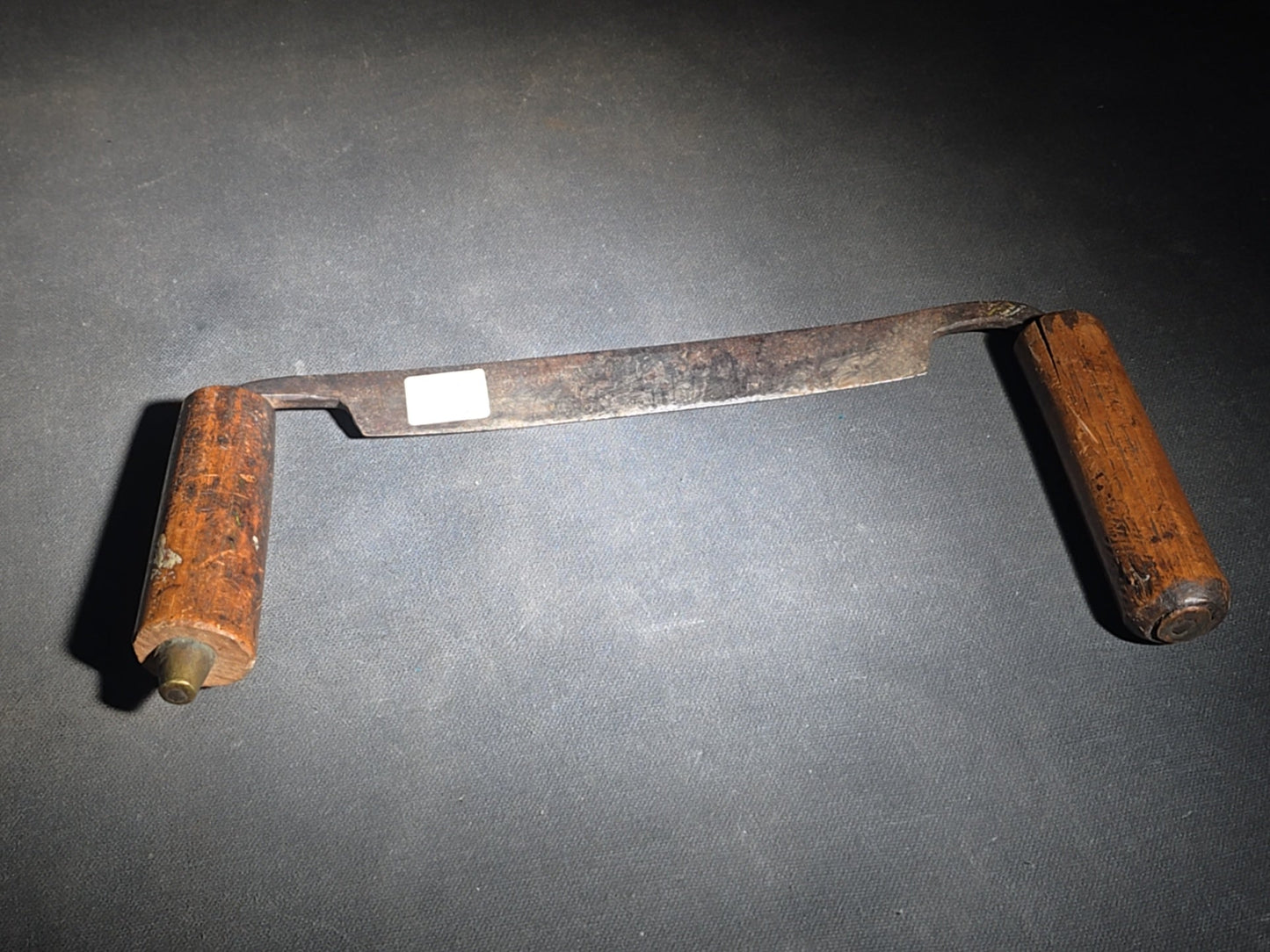 Pair of Antique Wood-Handled Drawknives including Straight Blade and Curved Inshave, One Stamped "G.A"