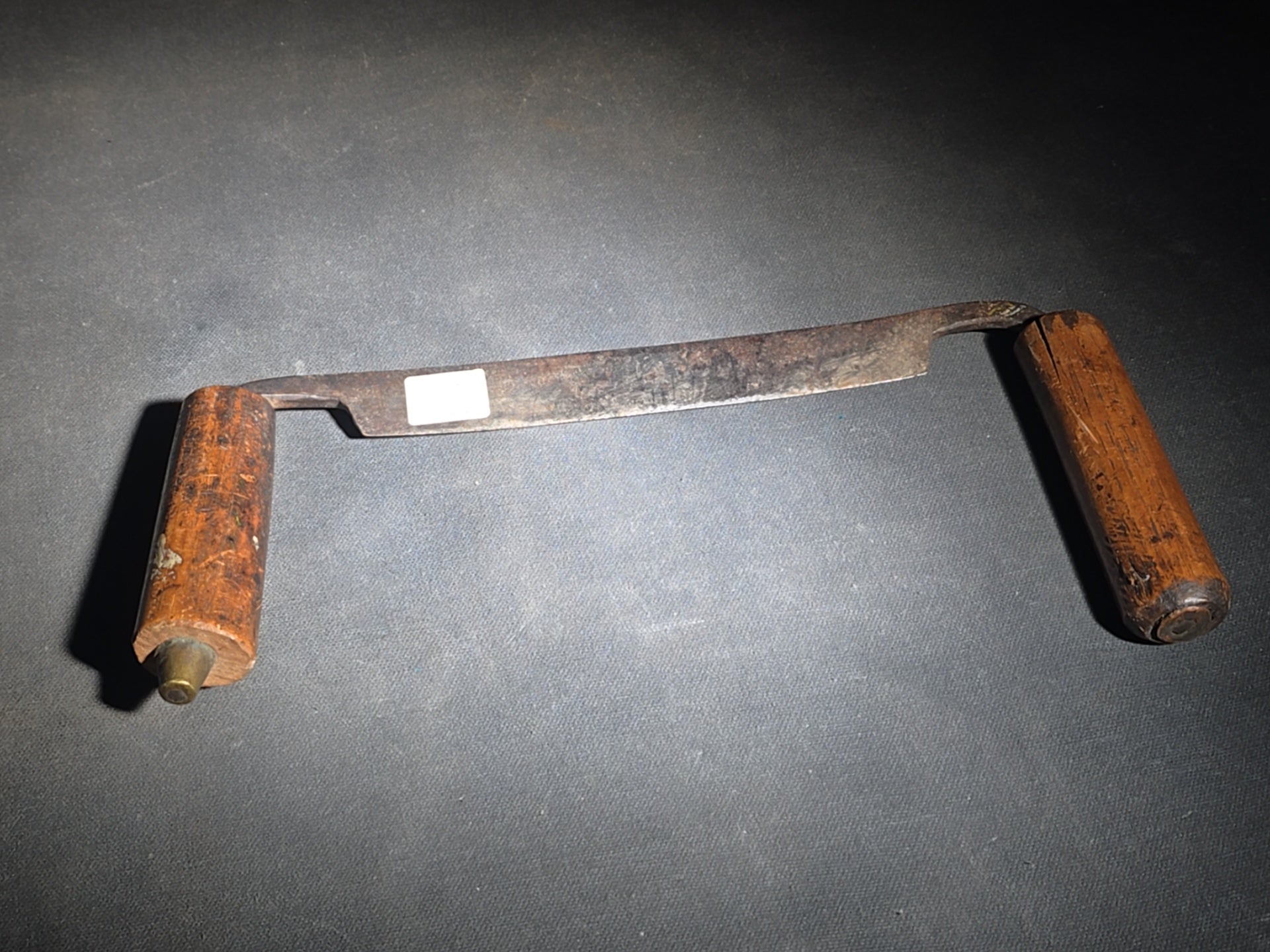 Pair of Antique Wood-Handled Drawknives including Straight Blade and Curved Inshave, One Stamped "G.A"