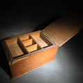 Lot 124 - Antique Dovetailed Wood Box with Divided Interior Till and Brass Hinges, 9" W