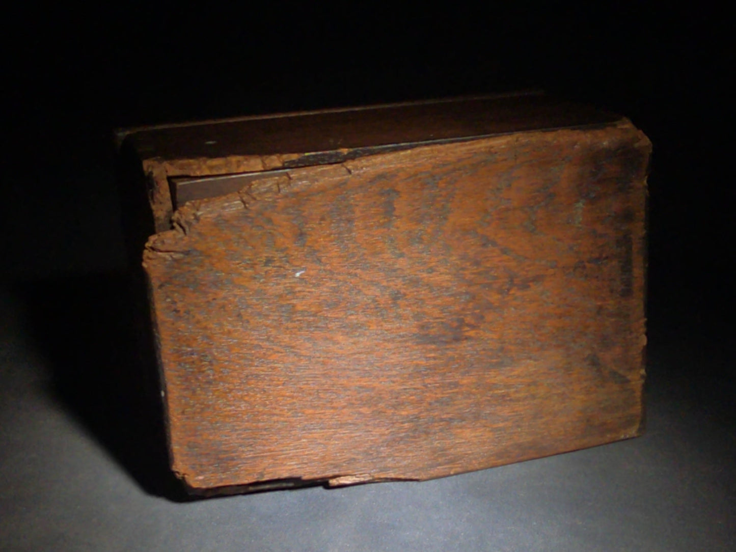 Antique Dovetailed Wood Box with Divided Interior Till and Brass Hinges