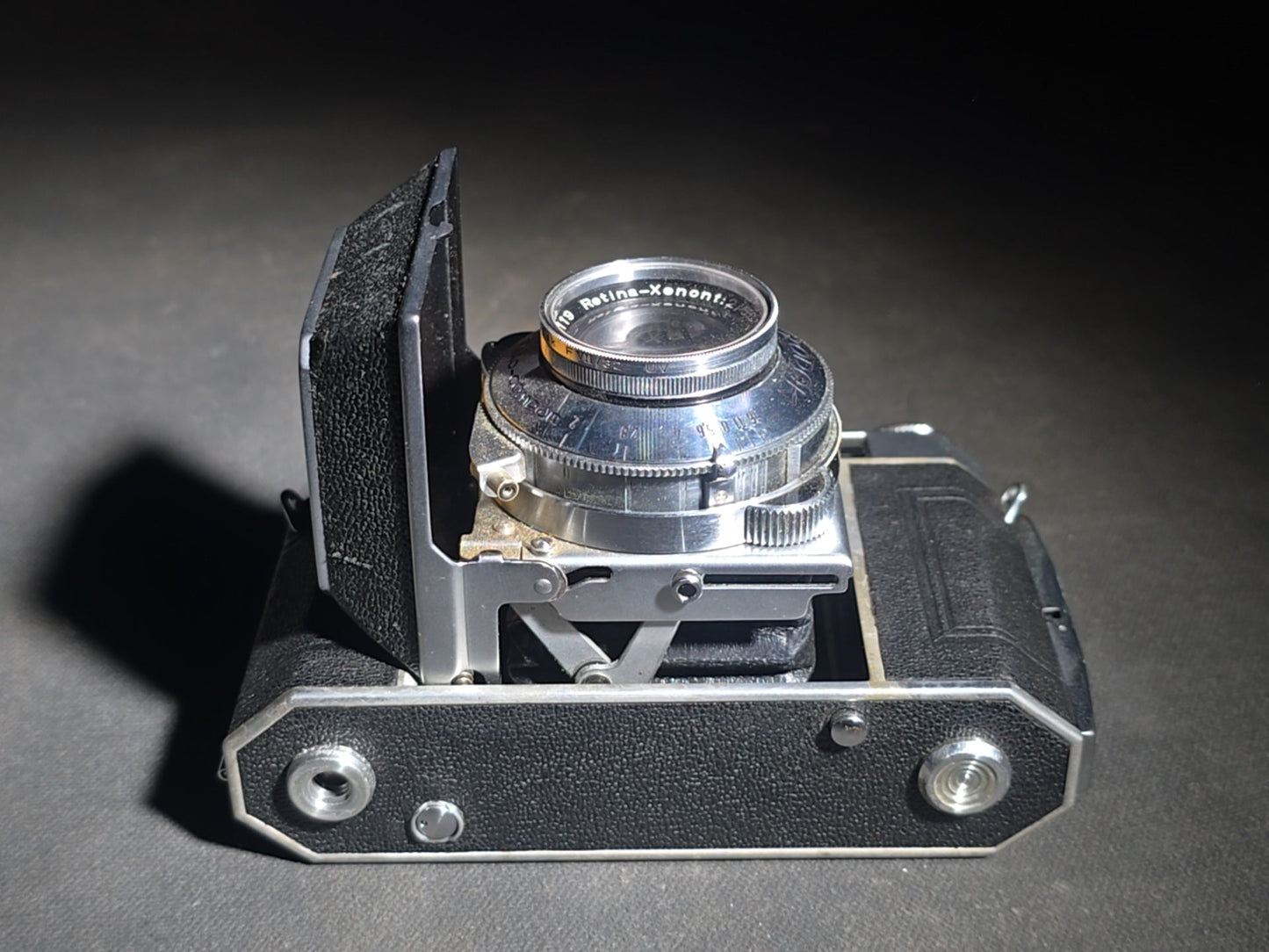 Vintage Kodak Retina 35mm Folding Camera with Schneider-Kreuznach Retina-Xenon f:2/50mm Lens in Synchro-Compur Shutter and Leather Case, Made in Germany