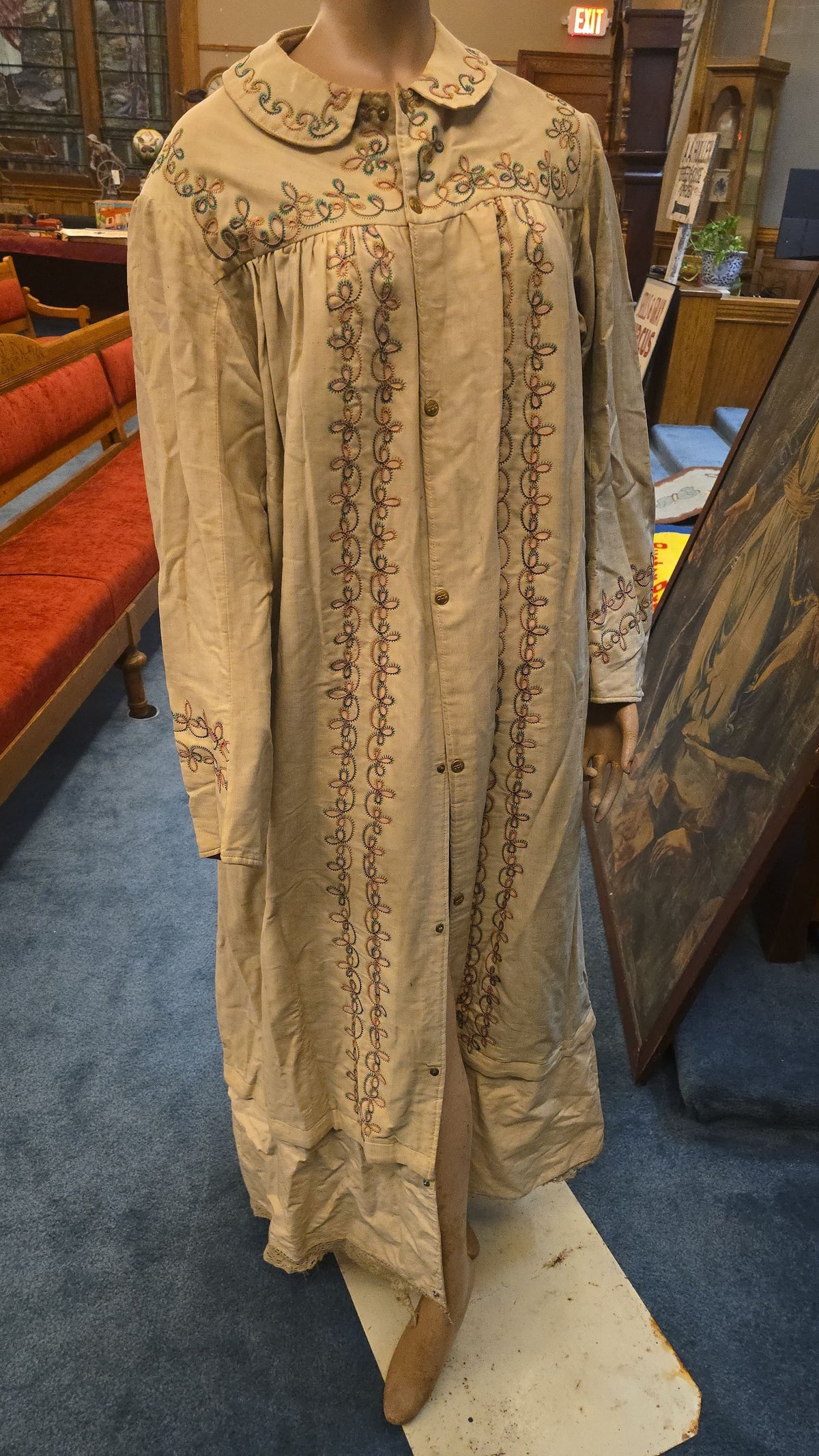 Antique I.O.O.F. Odd Fellows "Assistant Priest" Embroidered Ceremonial Robe, Manufactured by Ward & Stilson, New London, Ohio