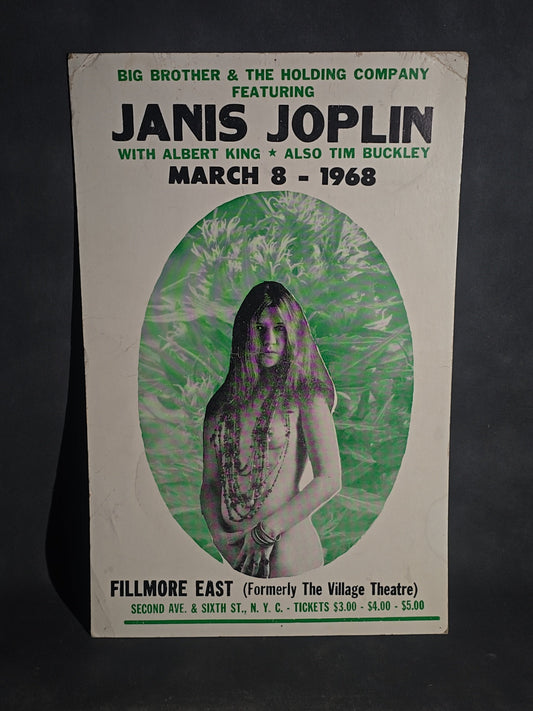 Vintage Janis Joplin / Big Brother & The Holding Company Concert Poster, Fillmore East, New York City, March 8, 1968, with Albert King and Tim Buckley