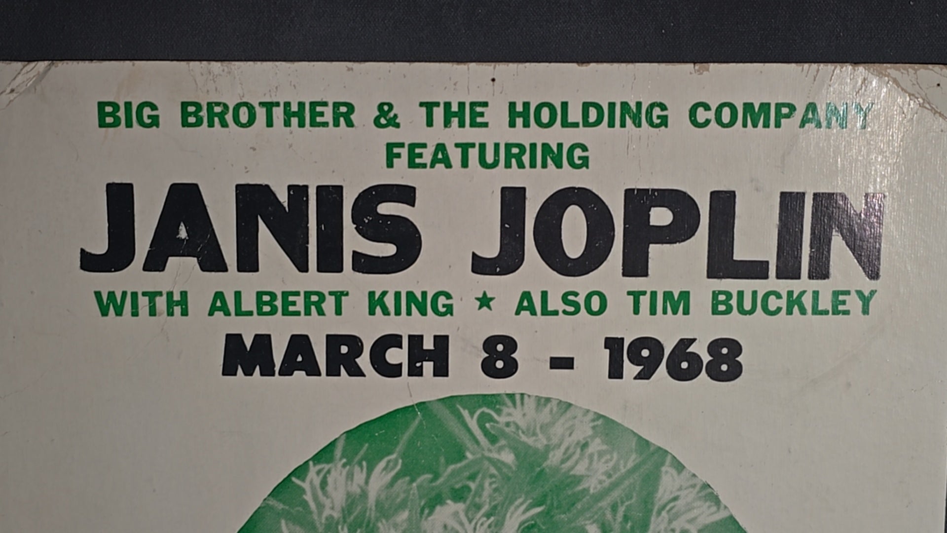 Vintage Janis Joplin / Big Brother & The Holding Company Concert Poster, Fillmore East, New York City, March 8, 1968, with Albert King and Tim Buckley