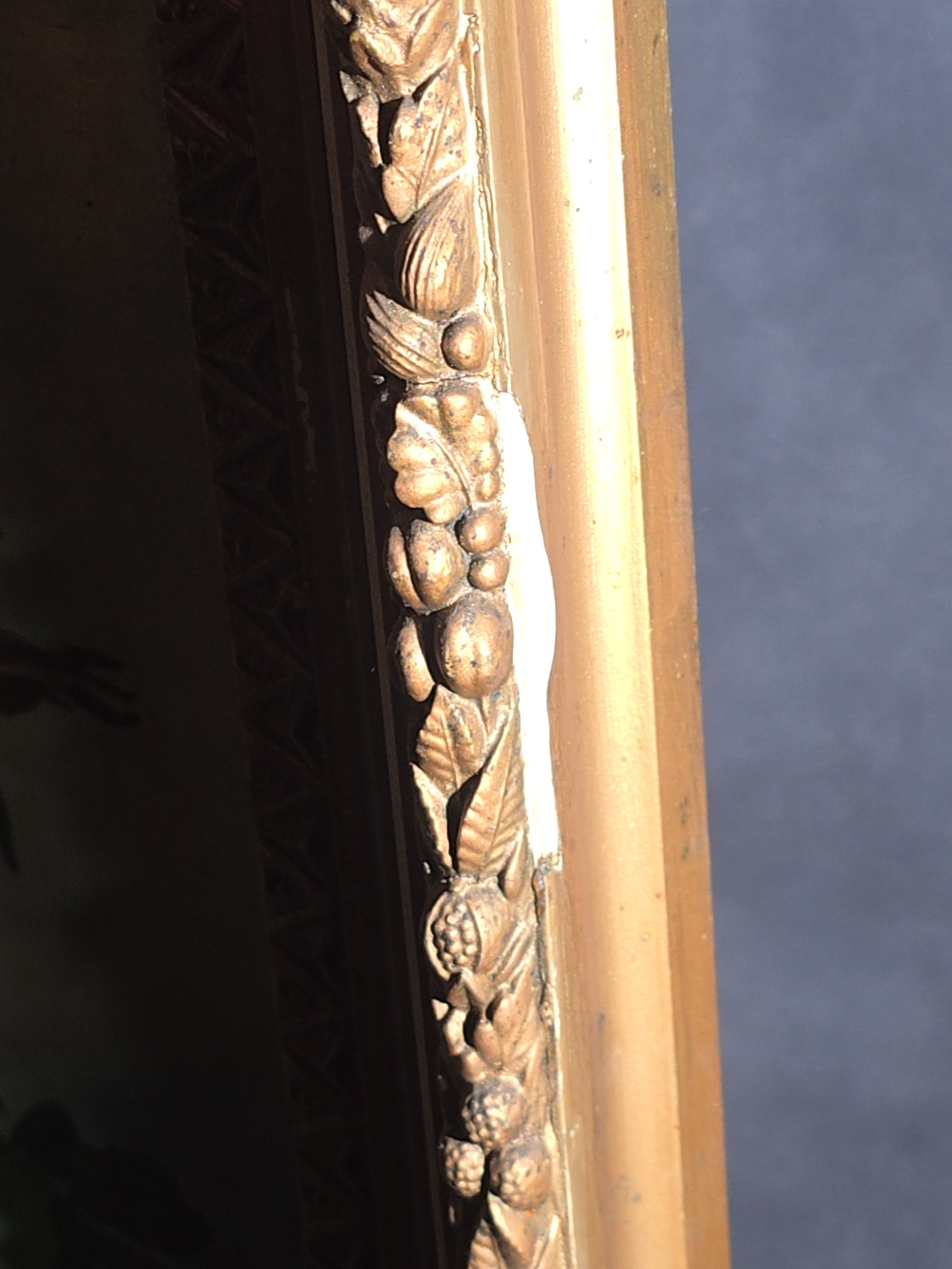 Antique 19th Century Oil Painting on Canvas, Floral Still Life with White Cherokee Roses, Signed Illegibly, in Gilt Frame