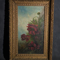 Lot 095 - Antique Oil Painting on Canvas, Floral Still Life with Red Poppies, Signed Illegibly, in Gilt Frame, 15-1/4" W x 23-1/4" H