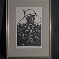 Lot 102 - Vintage Framed Woodcut Print, "Death the Society Lady" Artist's Proof by Leonard Baskin, 13" W x 17-5/8" H