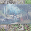 Lot 010 - Antique Oil Painting on Canvas, Woodland Waterfall Landscape, Signed C.T. Mitchell, Note Poor Condition, 40" W x 18" H