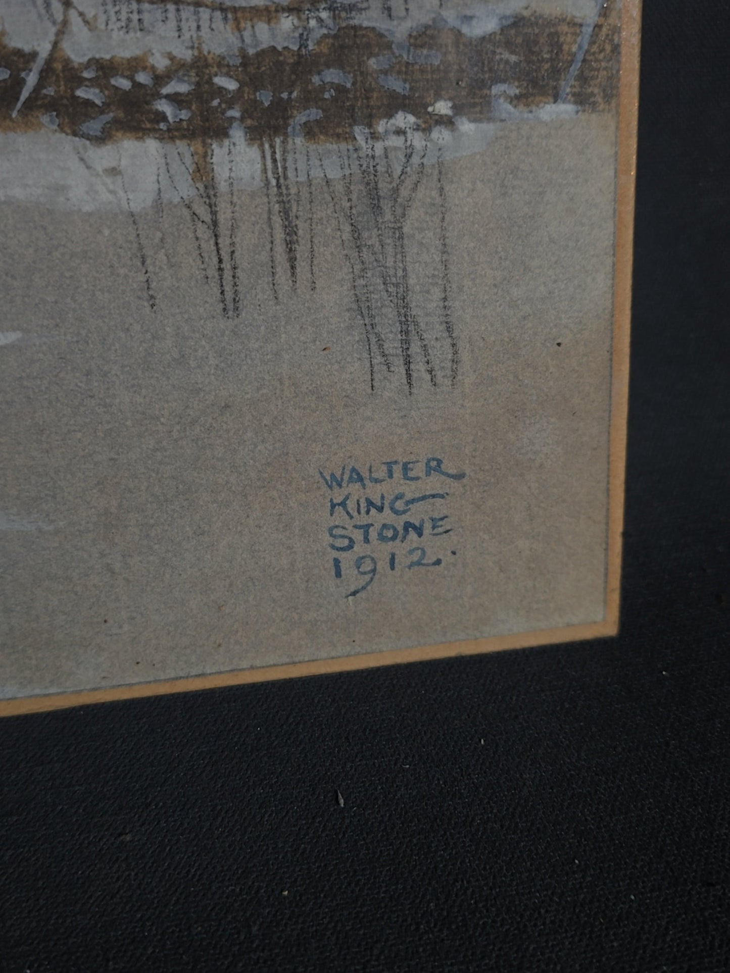 Antique Walter King Stone Original Illustration for "Barn Doors and Byways" by Walter Prichard Eaton, Winter Mountain Landscape, Signed and Dated 1912, With Provenance