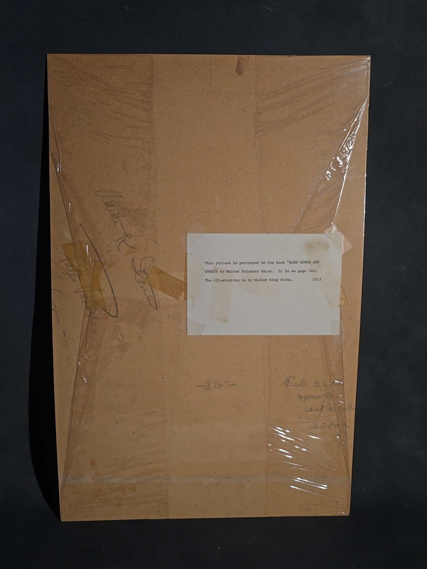 Antique Walter King Stone Original Illustration for "Barn Doors and Byways" by Walter Prichard Eaton, Winter Mountain Landscape, Signed and Dated 1912, With Provenance