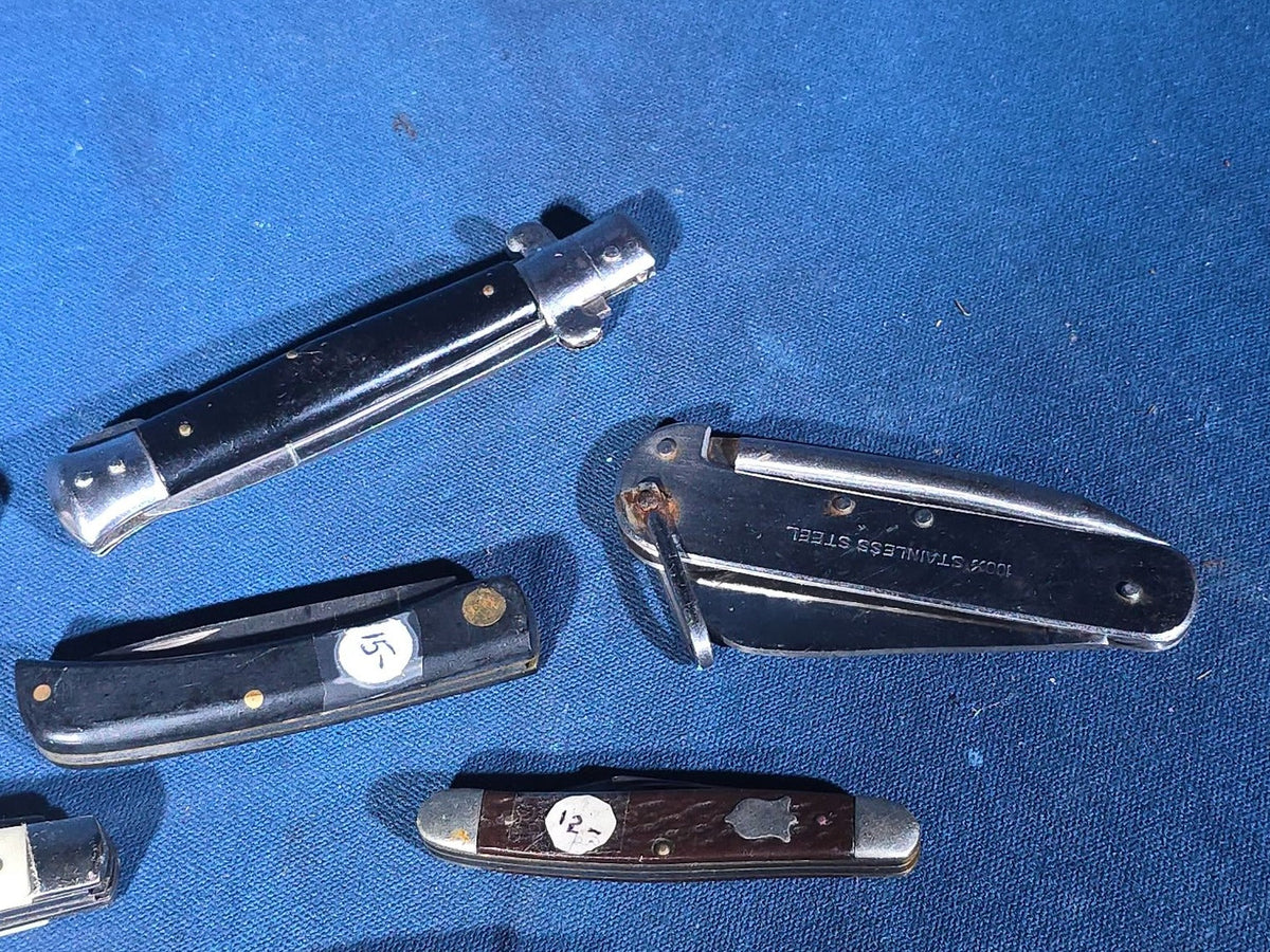 Grouping of 15 Vintage Folding Pocket Knives including Victorinox Swiss Army Knife