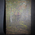 Lot 098 - Antique Oil Painting on Canvas, Woodland Forest Interior Landscape, Signed Illegibly, Dated 1886, 14" W x 20" H