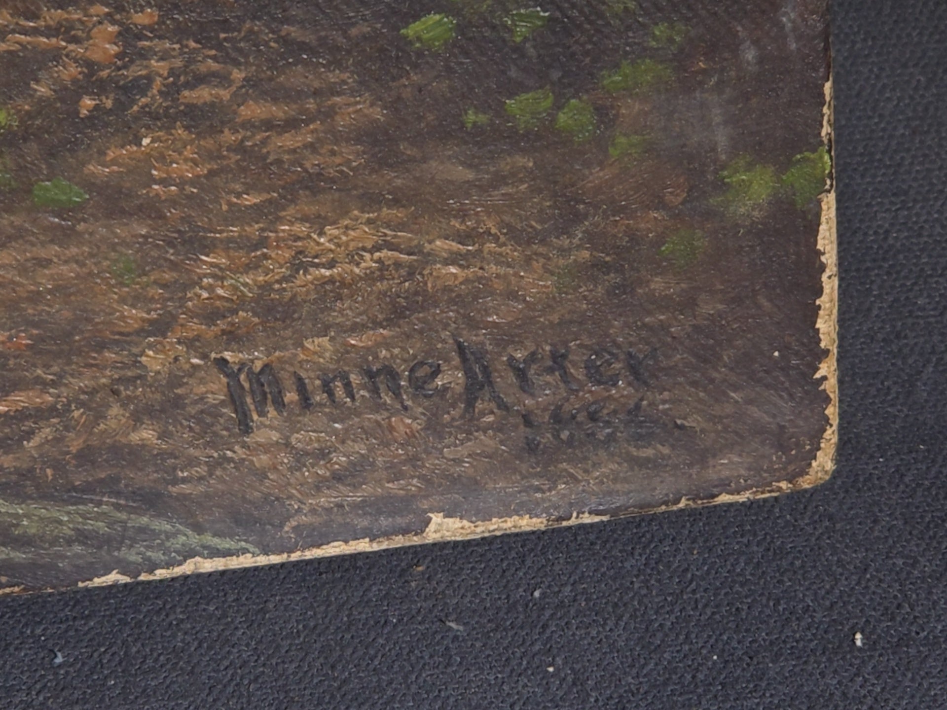 Antique Oil Painting on Canvas, Woodland Forest Interior Landscape, Signed Illegibly, Dated 1886