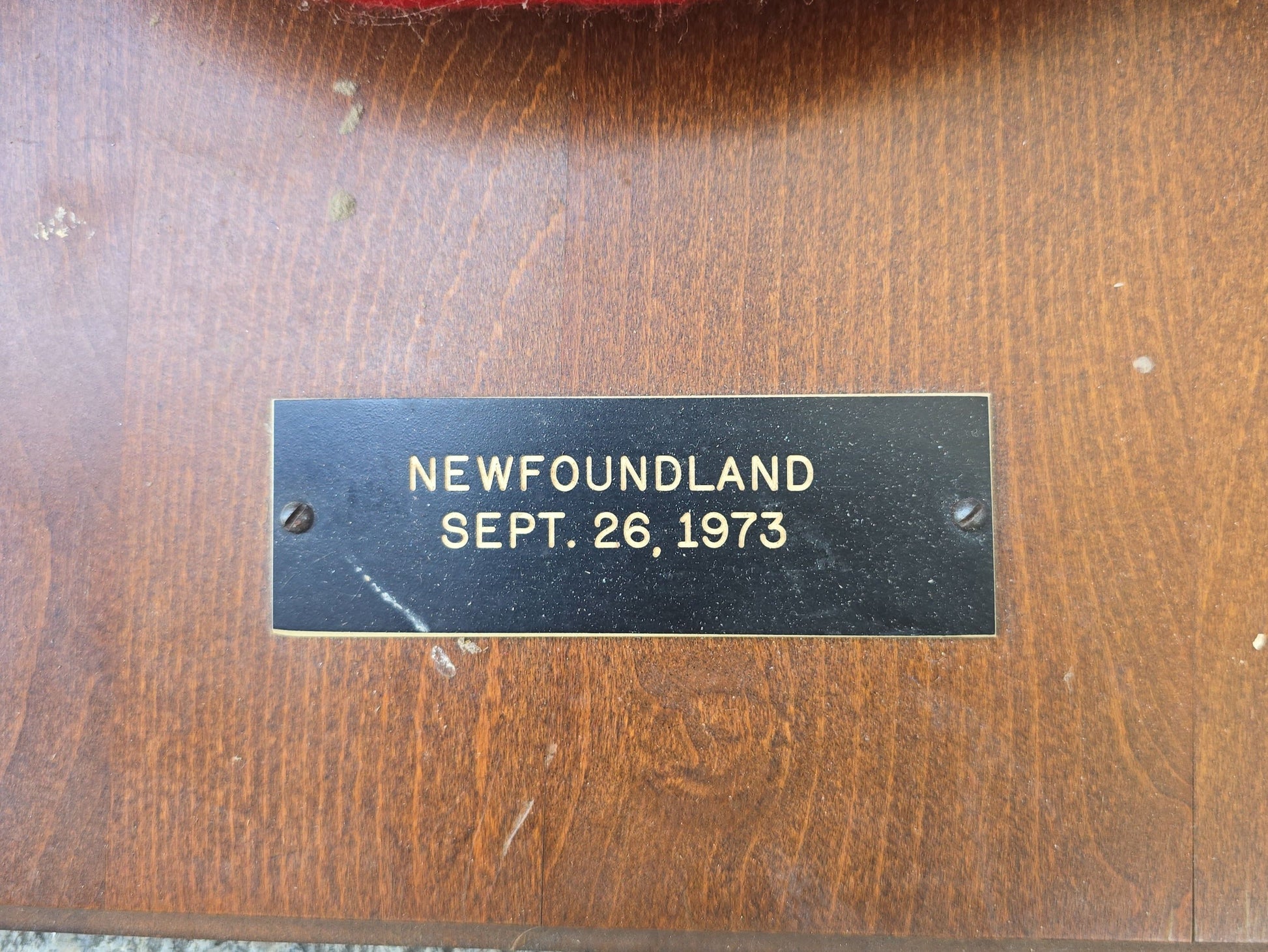 Vintage Mounted Moose Antlers on Wood Plaque, Newfoundland, September 26, 1973