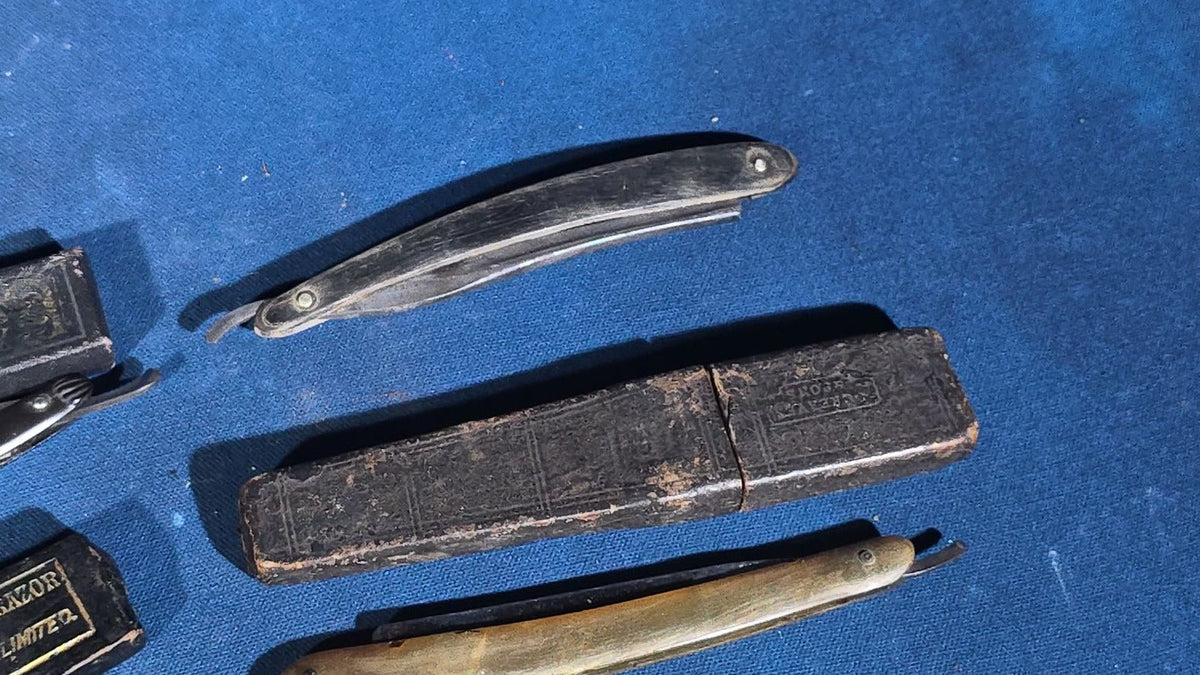 Grouping of 11 Antique and Vintage Straight Razors including George Wostenholm & Son Sheffield, Radiumedge, and Queen, Some with Cases