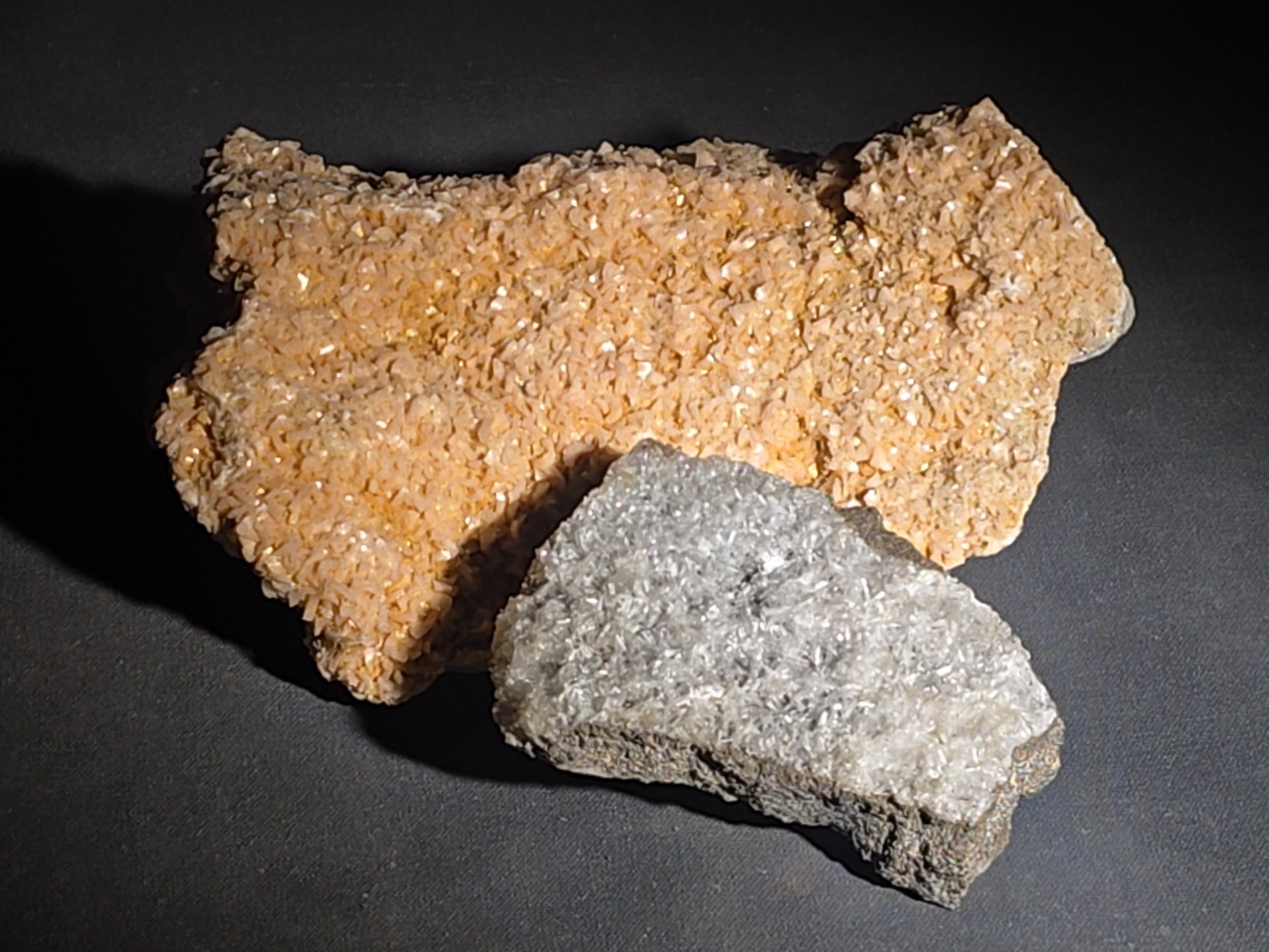 Pair of Mineral Specimens including Dolomite from Joplin, Missouri and Natrolite from Weehawken Tunnel, New Jersey