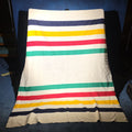 Lot 163 - Vintage Hudson's Bay Company Four-Point Wool Blanket, Multi-Stripe, Made in England