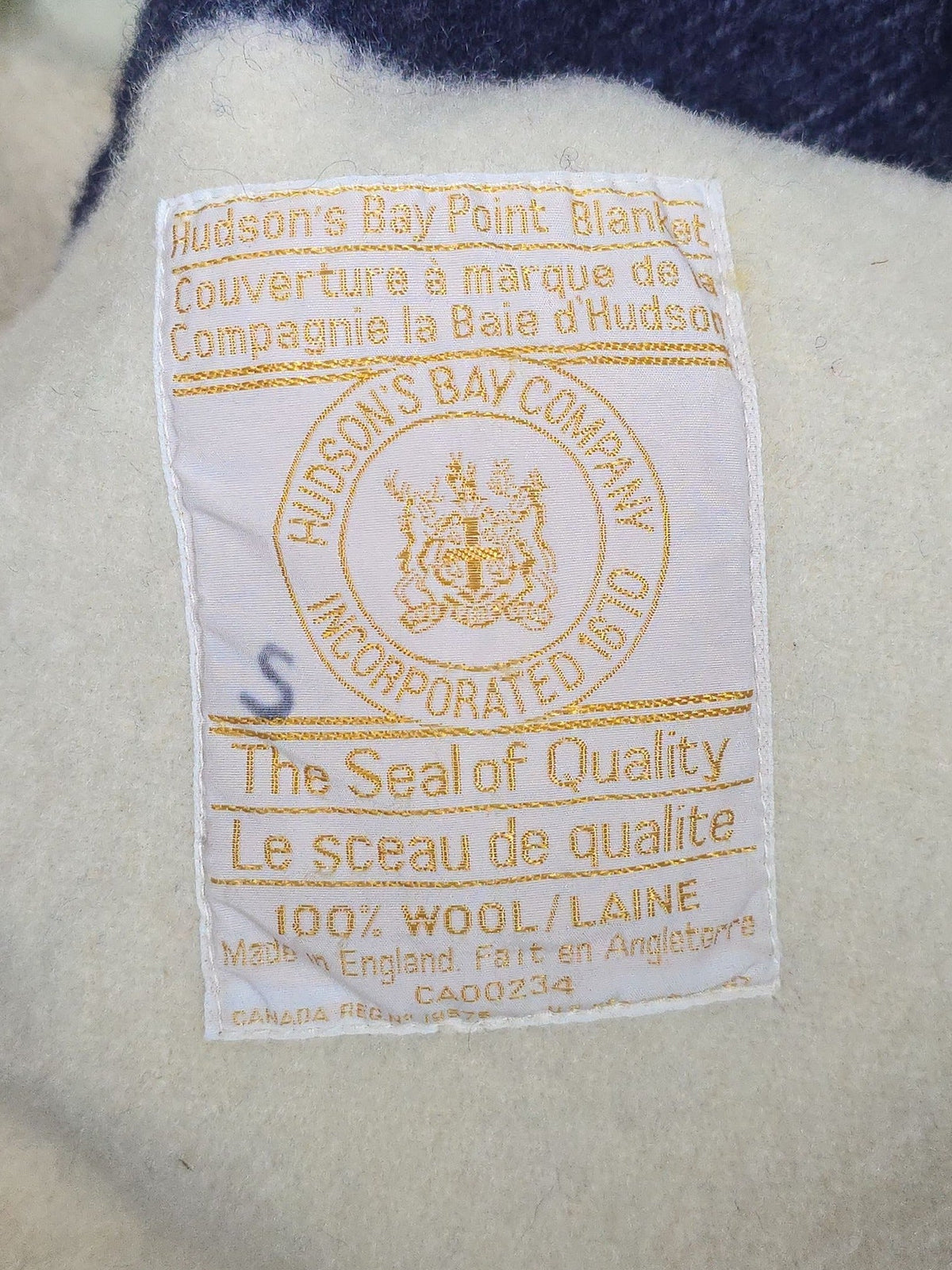 Vintage Hudson's Bay Company Four-Point Wool Blanket, Multi-Stripe, Made in England