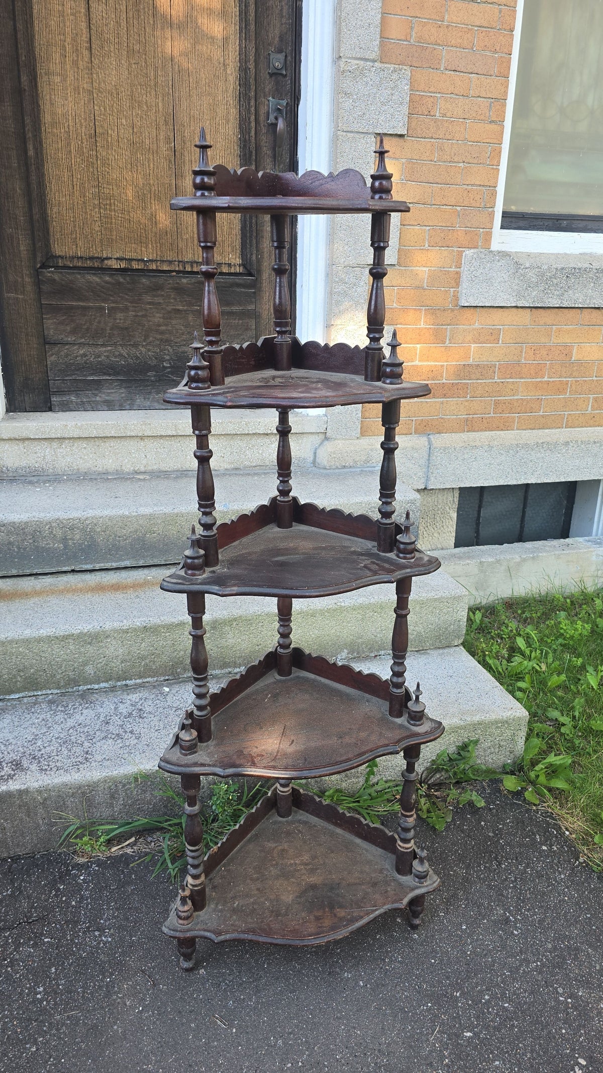 Antique Victorian Five-Tier Corner What-Not Shelf