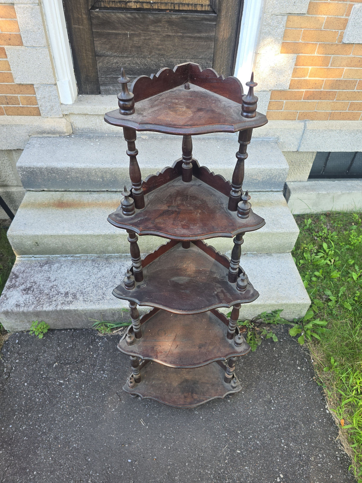 Antique Victorian Five-Tier Corner What-Not Shelf