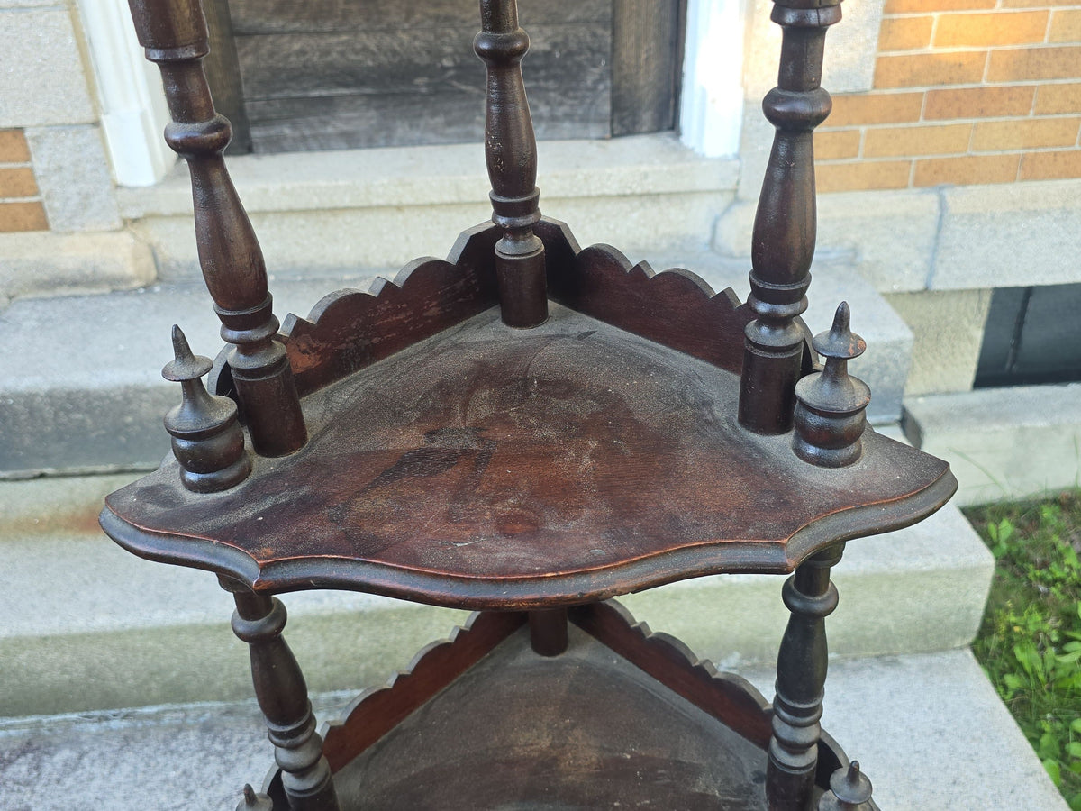 Antique Victorian Five-Tier Corner What-Not Shelf