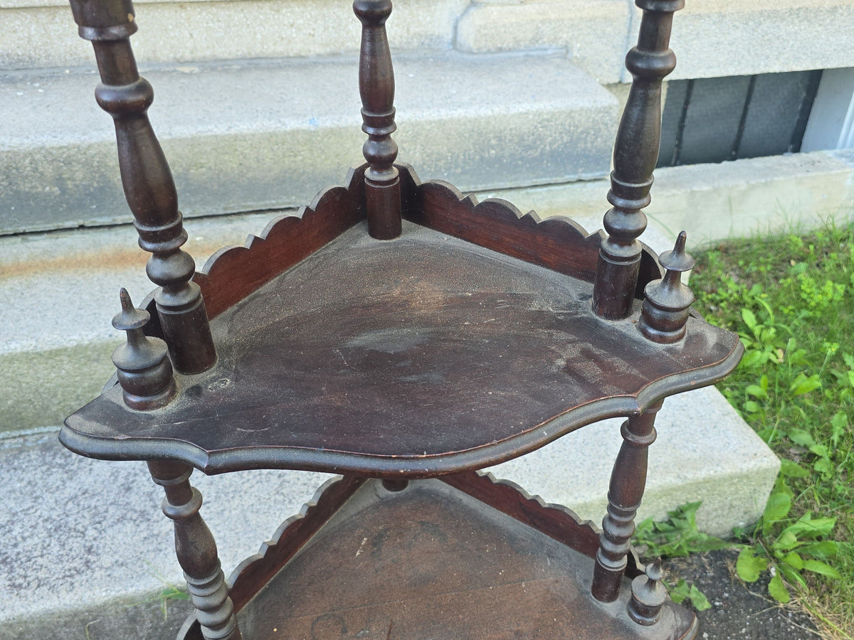 Antique Victorian Five-Tier Corner What-Not Shelf