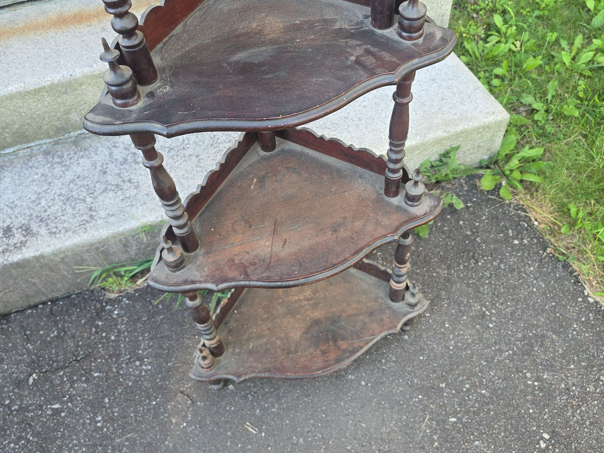 Antique Victorian Five-Tier Corner What-Not Shelf
