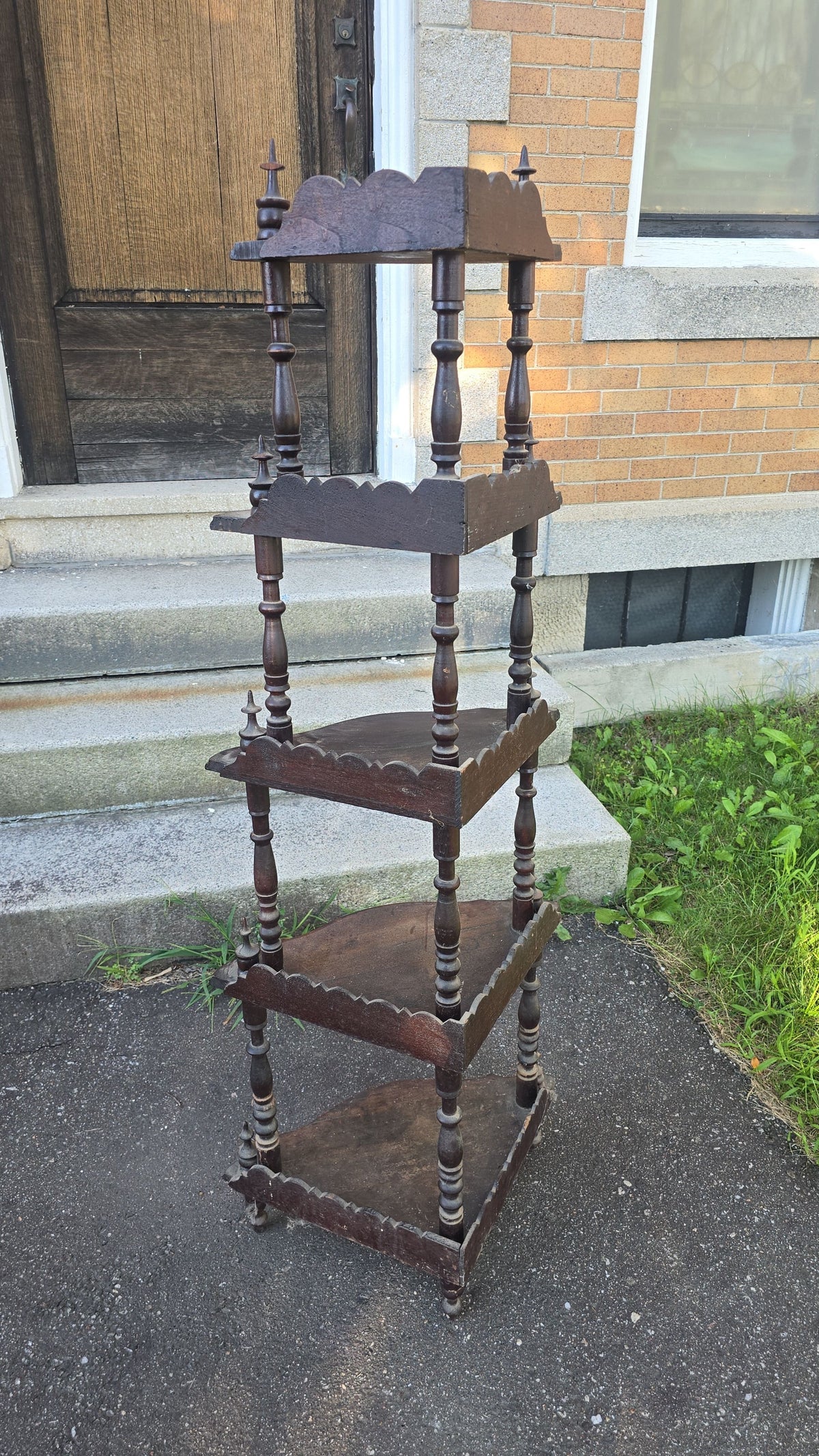 Antique Victorian Five-Tier Corner What-Not Shelf