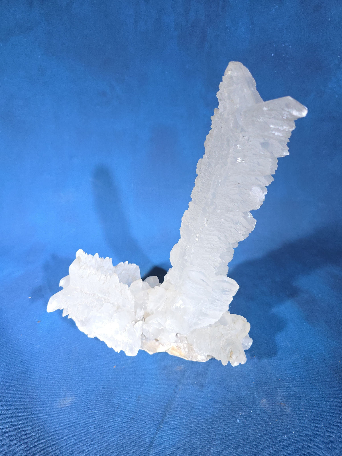 Large White Crystal Cluster Mineral Specimen with Tall Central Formation