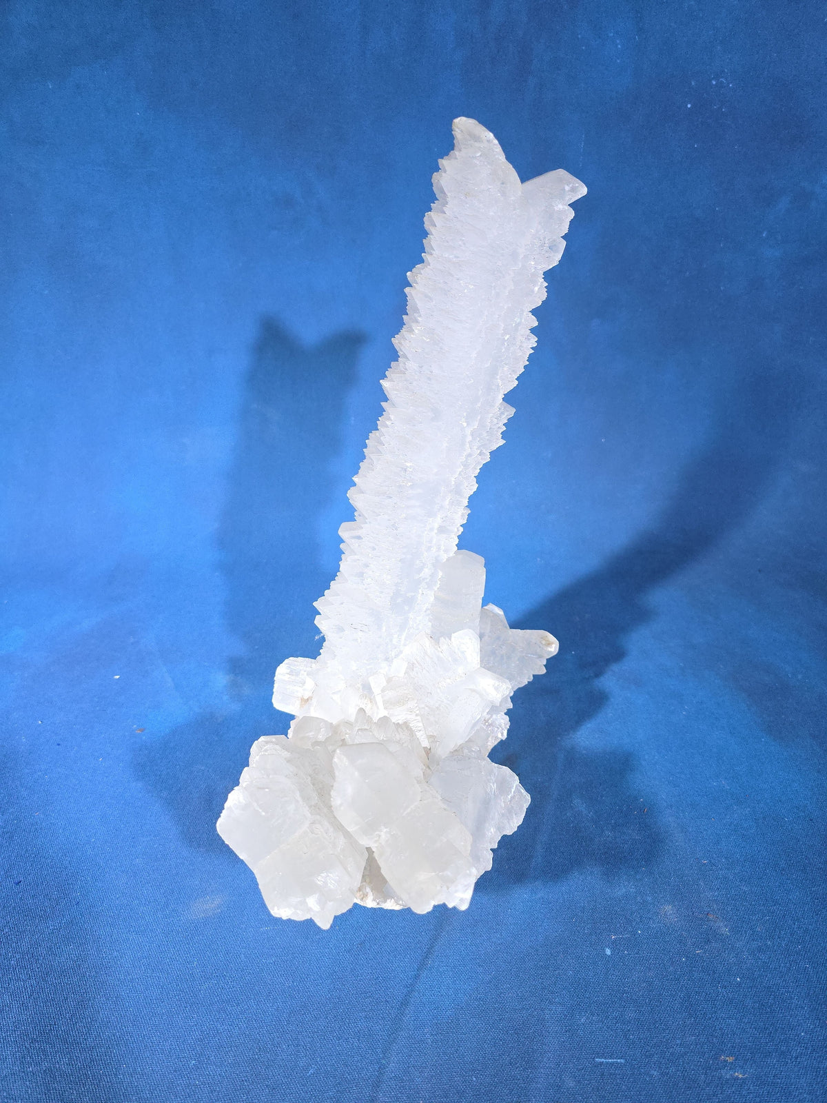 Large White Crystal Cluster Mineral Specimen with Tall Central Formation