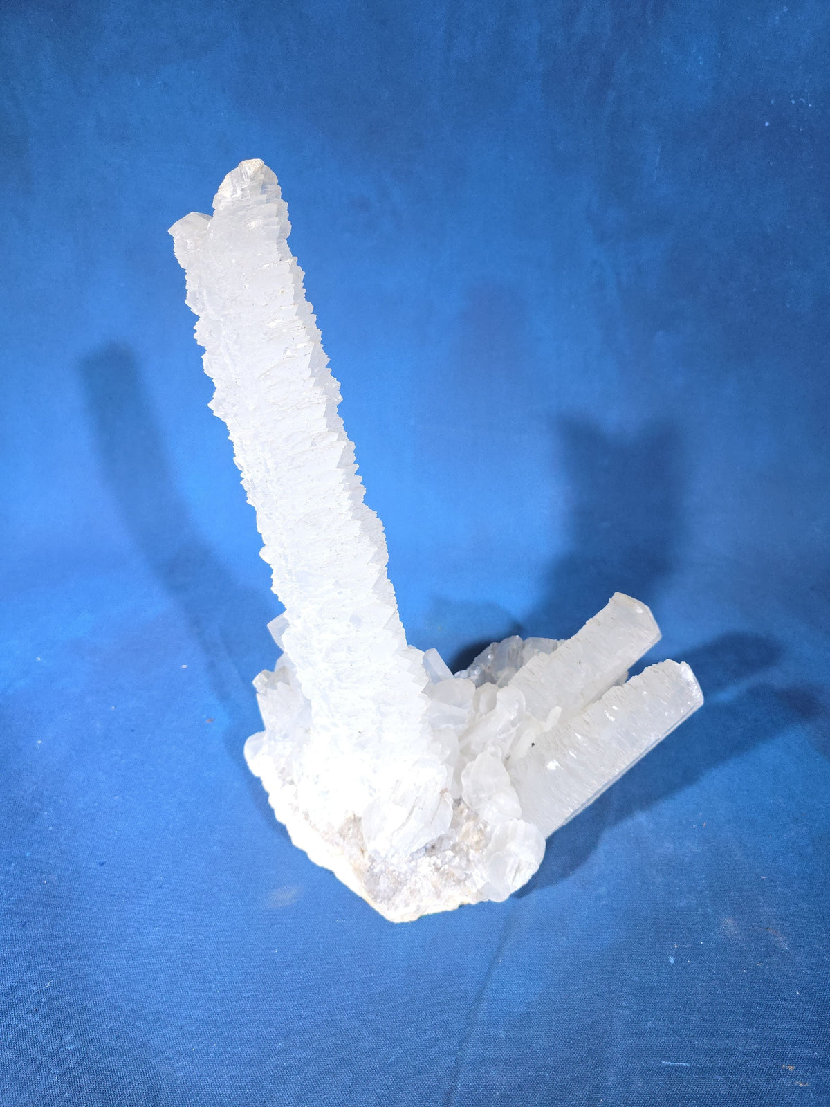 Large White Crystal Cluster Mineral Specimen with Tall Central Formation