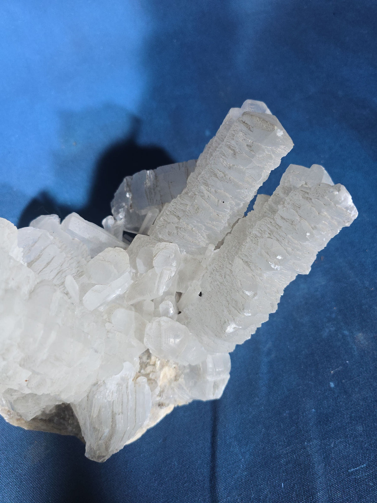 Large White Crystal Cluster Mineral Specimen with Tall Central Formation