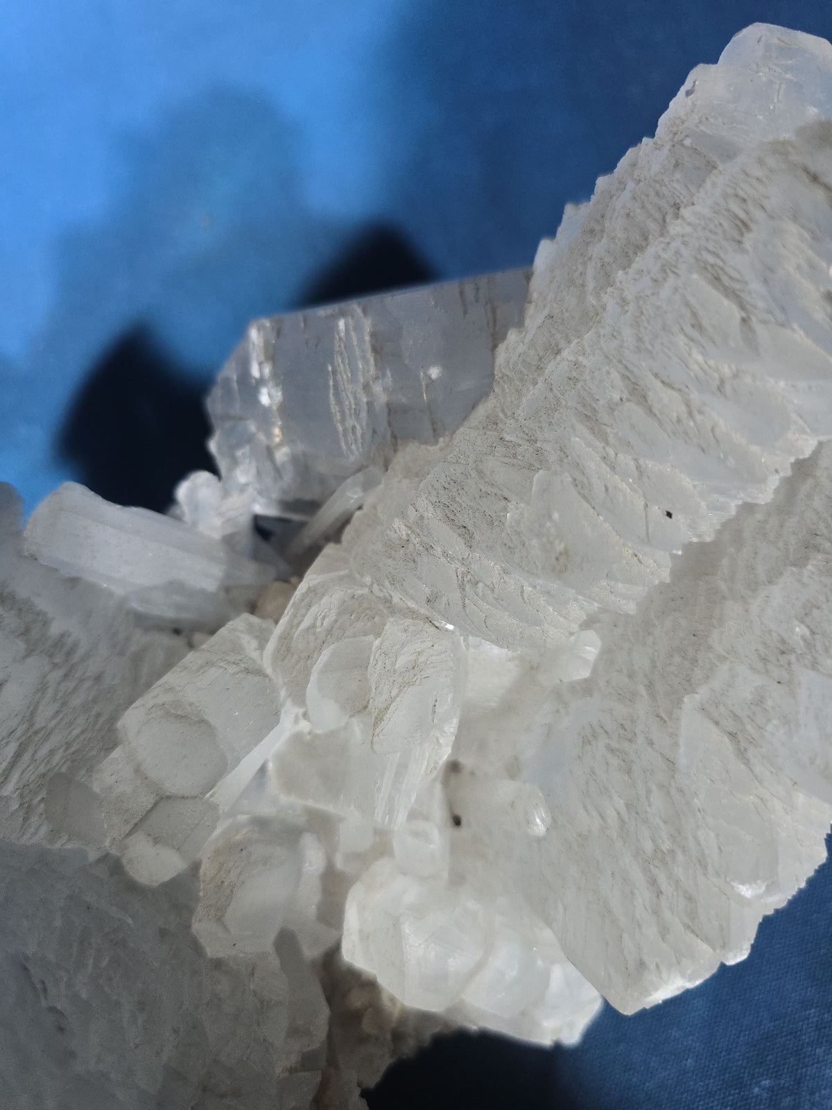 Large White Crystal Cluster Mineral Specimen with Tall Central Formation