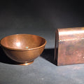 Lot 193 - Pair of Vintage Hand-Wrought Copper Pieces Including Footed Bowl by A.C. Barton and Monogrammed Snuff Box