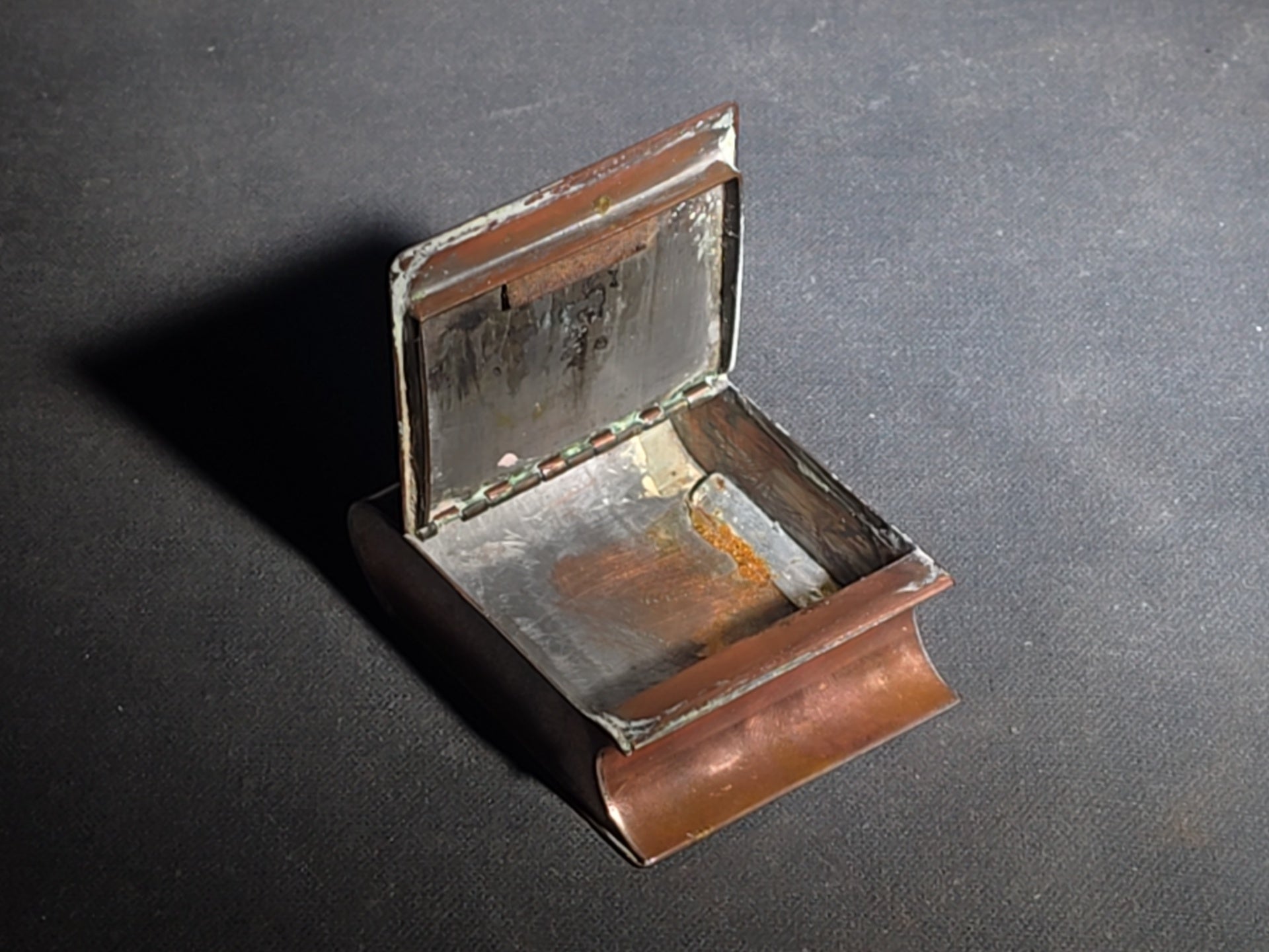Pair of Vintage Hand-Wrought Copper Pieces including Footed Bowl by A.C. Barton and Monogrammed Snuff Box