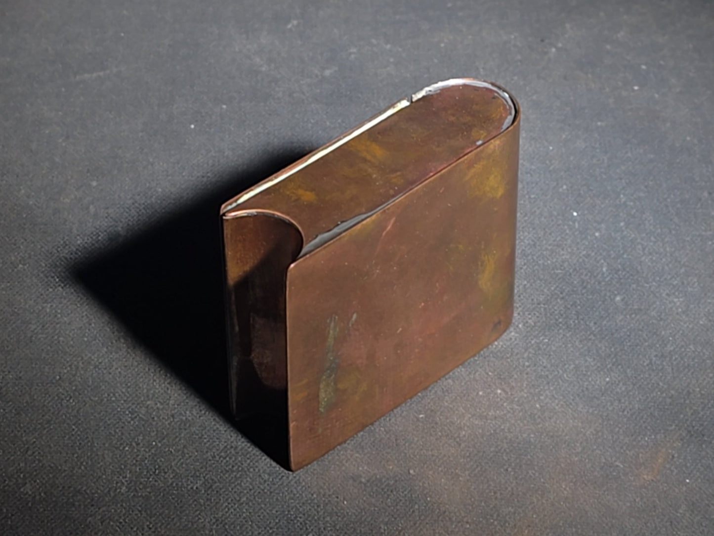 Pair of Vintage Hand-Wrought Copper Pieces including Footed Bowl by A.C. Barton and Monogrammed Snuff Box