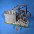 Lot 173 - Antique Cast Iron Hand-Crank Mixer on Green-Painted Wood Base with Tin Bucket and Turned Wood Handle, 17" L