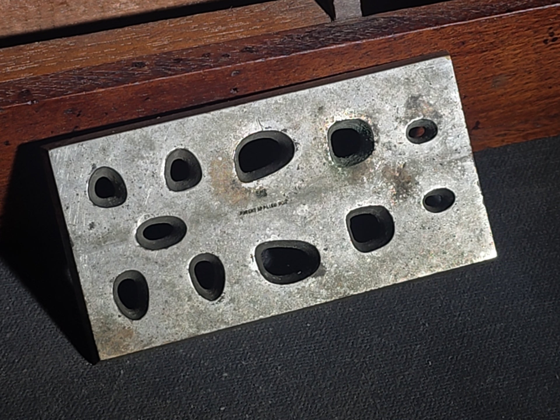 Antique Morrison's Drawing and Forming Dies for Artificial Crown and Bridge Work in Fitted Wood Case, Dental Tool Manufactured by J.H. Morrison, Connersville, Indiana, Inscribed "Dr. Frank R. Steel, Richmond"