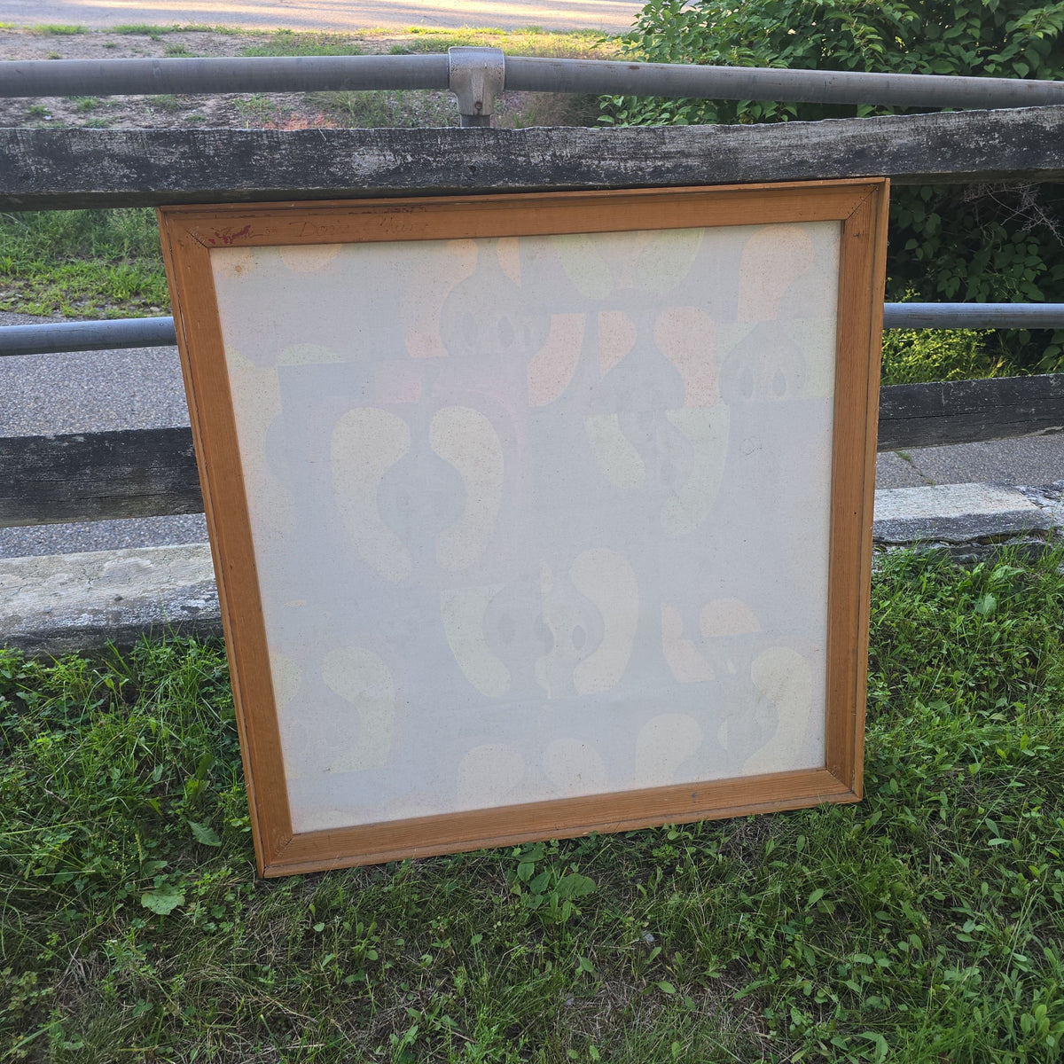 Vintage Oil Painting on Canvas, Apples and Pears Still Life Grid Composition, Signed Doris Chung