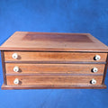 Lot 142 - Antique Three-Drawer Spool Cabinet with Porcelain Knobs, 21-3/4" L