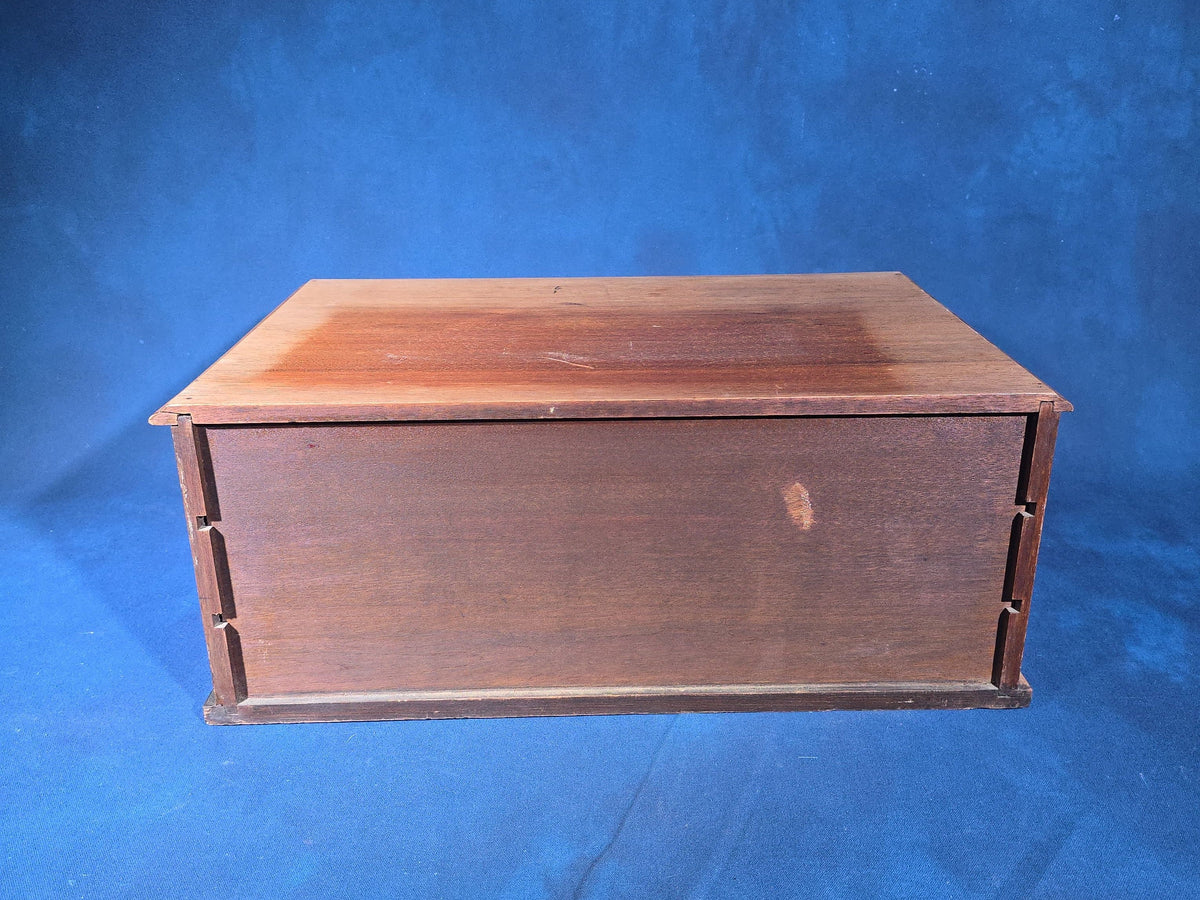 Antique Three-Drawer Spool Cabinet with Porcelain Knobs