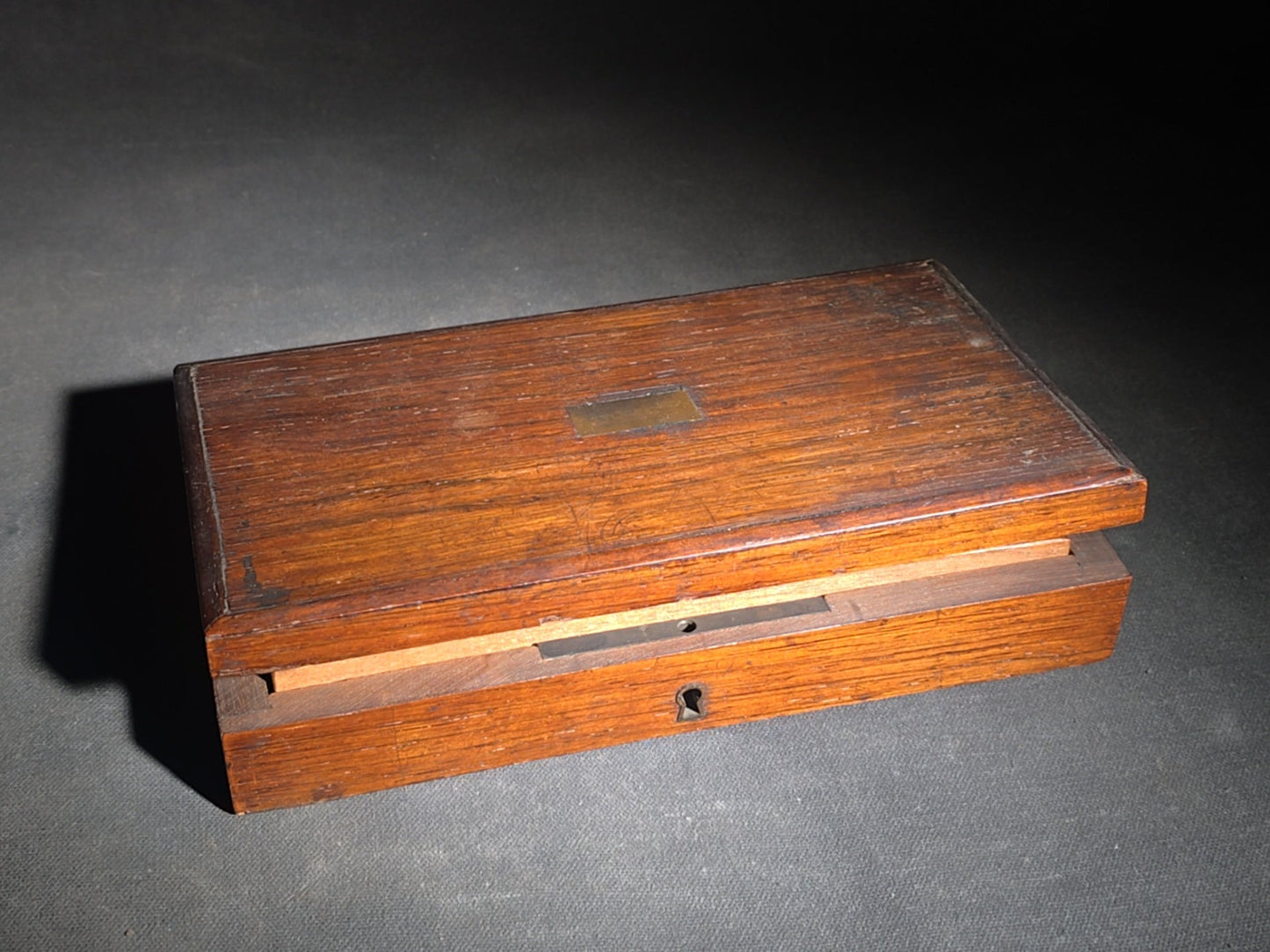 Antique Drafting Instrument Set in Wood Case with Purple Velvet Interior