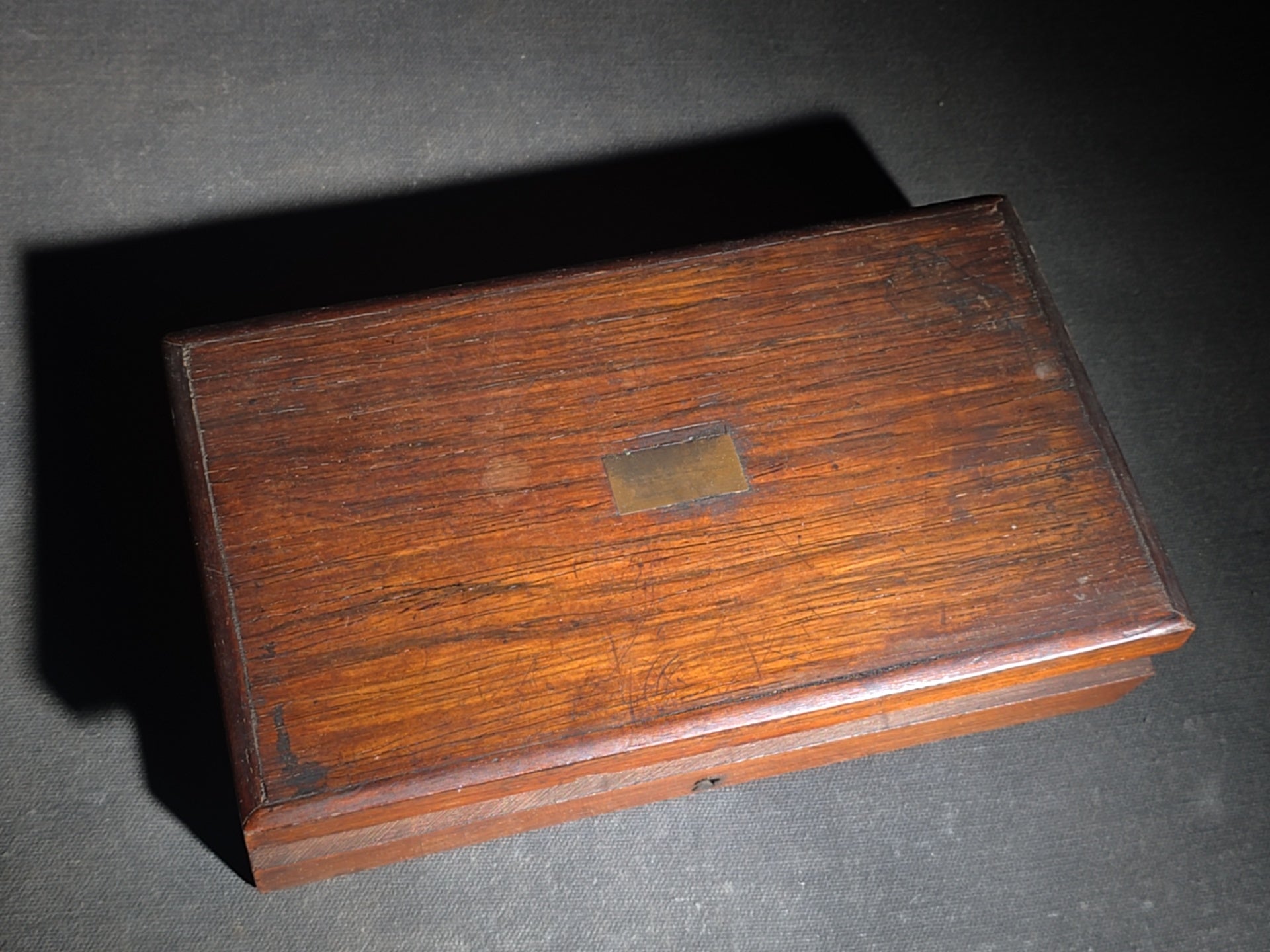 Antique Drafting Instrument Set in Wood Case with Purple Velvet Interior