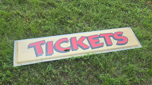 Vintage "Tickets" Plastic Sign Facade from Fanelli Family Amusements, Rindge, New Hampshire