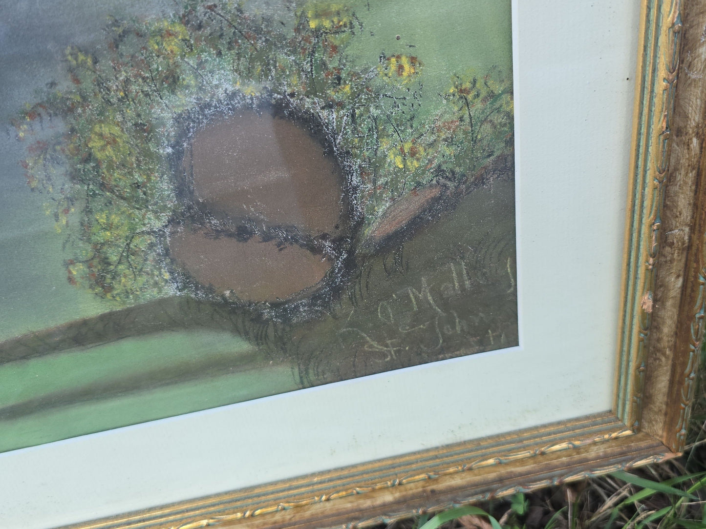 Pair of Antique Pastel Paintings on Paper, Waterfall Landscapes, Signed K. O'Malley, St. John School, Vermont, One Dated 1892, in Modern Frames